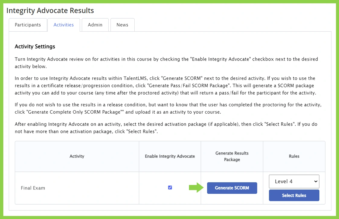 Integrity Advocate Results in TalentLMS_01